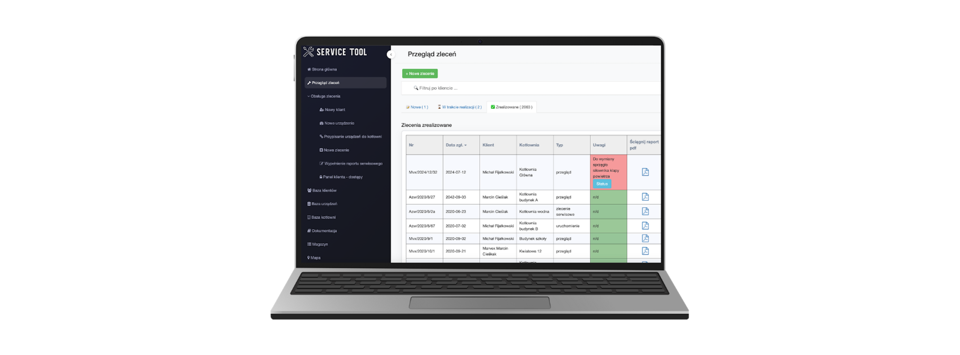 ServiceTool - Interfejs systemu obsługi serwisu na urządzeniach mobilnych